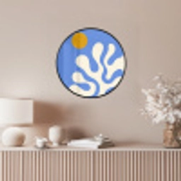 Minimalistisch - Organisch patroon - Blauw Fotolijst rond zonder passe partout klein -sfeer3