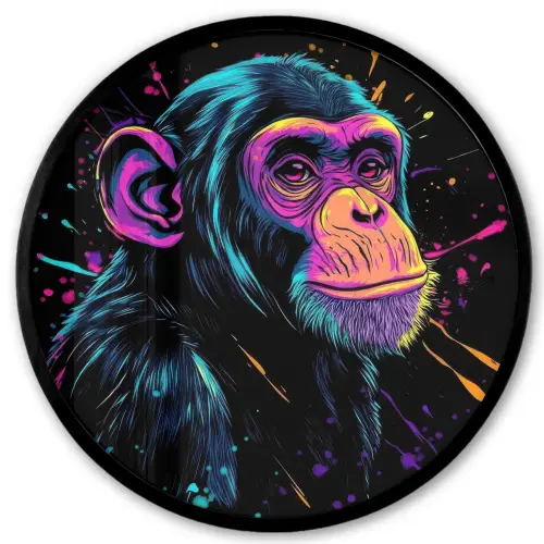 Aap - Verf - Neon - Kleur Fotolijst rond zonder passe partout klein -3d