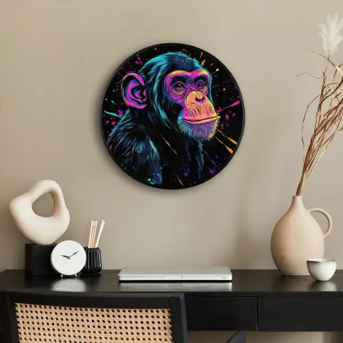 Aap - Verf - Neon - Kleur Fotolijst rond zonder passe partout klein -sfeer1