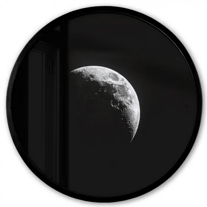 Maan - Hemel - Zwart - Schaduw Fotolijst rond zonder passe partout klein -3d