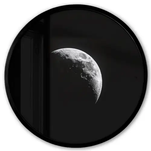 Maan - Hemel - Zwart - Schaduw Fotolijst rond zonder passe partout klein -3d