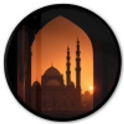 Moskee - Oranje lucht - Islamitisch Fotolijst rond zonder passe partout klein -3d