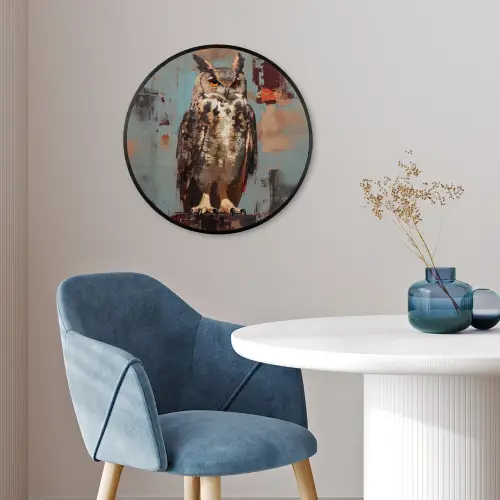 Geschilderd - Abstract - Uil - Bruin Fotolijst rond zonder passe partout klein -sfeer2