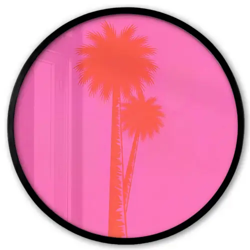 Palmbomen - Modern - Roze Fotolijst rond zonder passe partout klein -3d