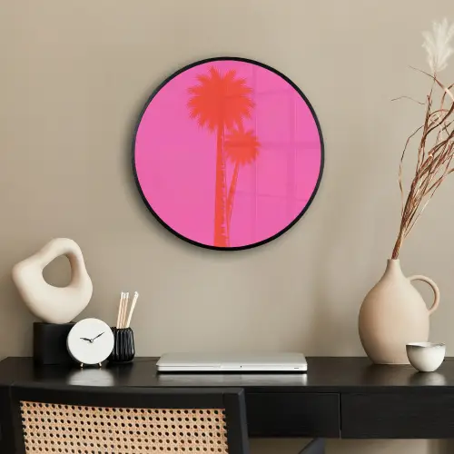 Palmbomen - Modern - Roze Fotolijst rond zonder passe partout klein -sfeer1