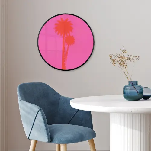 Palmbomen - Modern - Roze Fotolijst rond zonder passe partout klein -sfeer2
