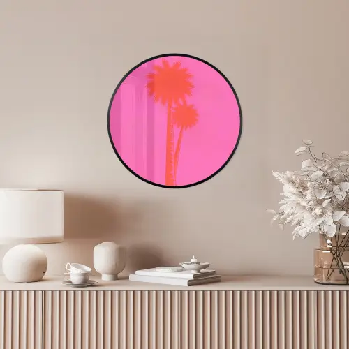 Palmbomen - Modern - Roze Fotolijst rond zonder passe partout klein -sfeer3