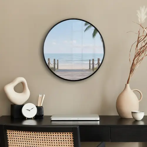 Palmbomen - Pad - Horizon Fotolijst rond zonder passe partout klein -sfeer1