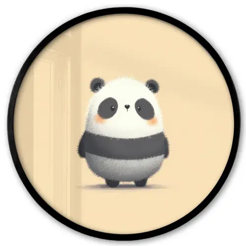Panda - Beige - Minimalistisch Fotolijst rond zonder passe partout klein -3d