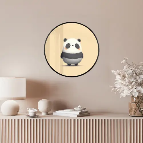 Panda - Beige - Minimalistisch Fotolijst rond zonder passe partout klein -sfeer3