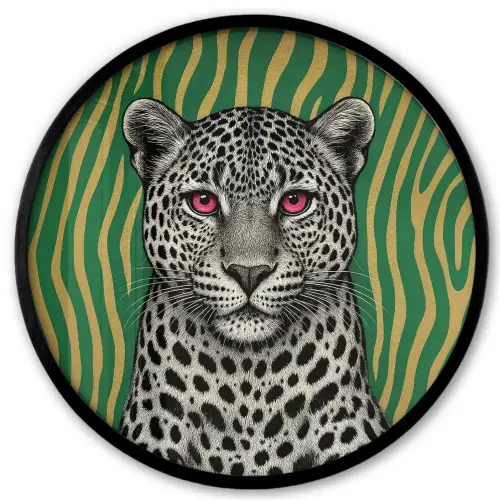 Panter - Zebrapatroon - Groen Fotolijst rond zonder passe partout klein -3d