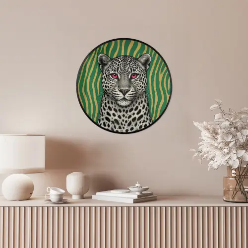 Panter - Zebrapatroon - Groen Fotolijst rond zonder passe partout klein -sfeer3