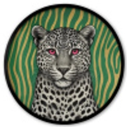 Panter - Zebrapatroon - Groen Fotolijst rond zonder passe partout klein -3d