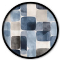 Patroon - Blauw - Vierkanten Fotolijst rond zonder passe partout klein -3d
