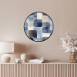 Patroon - Blauw - Vierkanten Fotolijst rond zonder passe partout klein -sfeer3