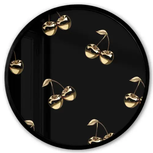 Patroon - Kersen - Goud - Chrome Fotolijst rond zonder passe partout klein -3d