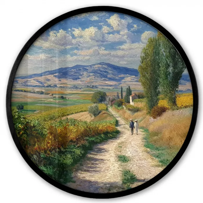 Mensen - Wandelen - Zandpad - Velden Fotolijst rond zonder passe partout klein -3d