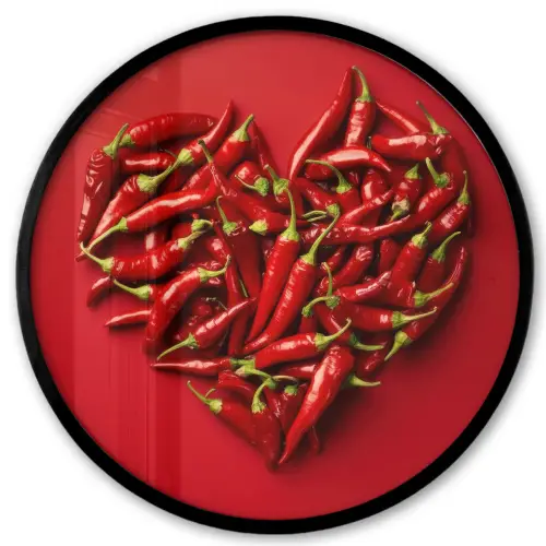 Pepers - Rood - Hart Fotolijst rond zonder passe partout klein -3d