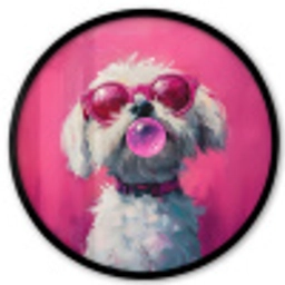 Pink - Hond - Bubbel Fotolijst rond zonder passe partout klein -3d