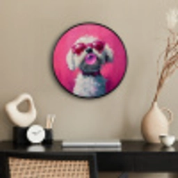 Pink - Hond - Bubbel Fotolijst rond zonder passe partout klein -sfeer1
