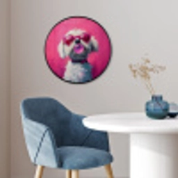 Pink - Hond - Bubbel Fotolijst rond zonder passe partout klein -sfeer2