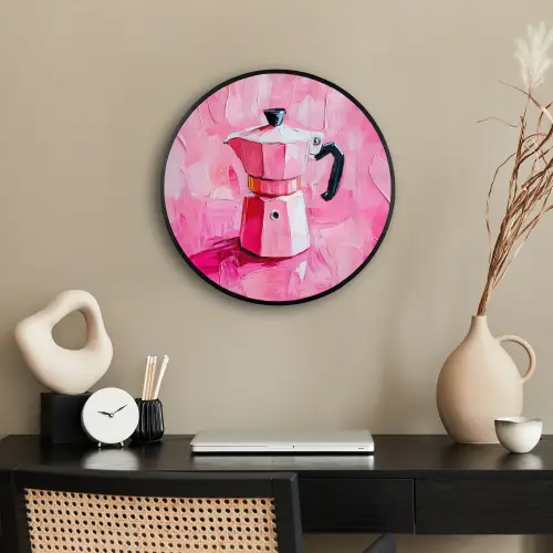 Roze - Verf - Coffee Fotolijst rond zonder passe partout klein -sfeer1