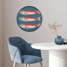 Vissen - Rood - Blauw Fotolijst rond zonder passe partout klein -sfeer2