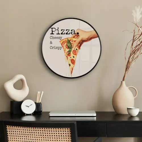 Pizza - Kaas - Pepperoni Fotolijst rond zonder passe partout klein -sfeer1