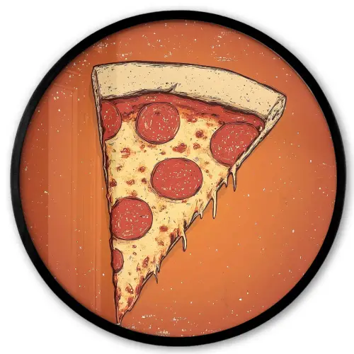 Pizza - Kaas - Rood - Pepperoni Fotolijst rond zonder passe partout klein -3d