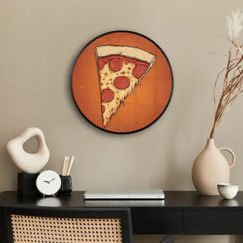 Pizza - Kaas - Rood - Pepperoni Fotolijst rond zonder passe partout klein -sfeer1