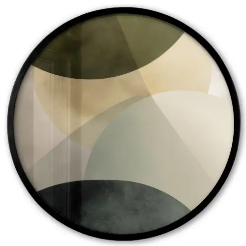 Vlakken - Abstract - Beige - Cirkels Fotolijst rond zonder passe partout klein -3d