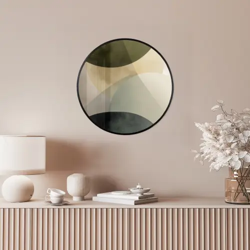 Vlakken - Abstract - Beige - Cirkels Fotolijst rond zonder passe partout klein -sfeer3