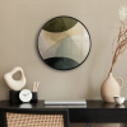 Vlakken - Abstract - Beige - Cirkels Fotolijst rond zonder passe partout klein -sfeer1