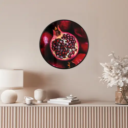 Granaatappel - Rood - Fruit Fotolijst rond zonder passe partout klein -sfeer3