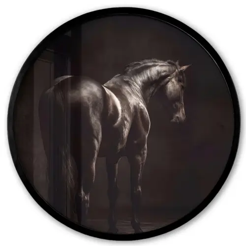 Krachtig - Paard - Donker Fotolijst rond zonder passe partout klein -3d