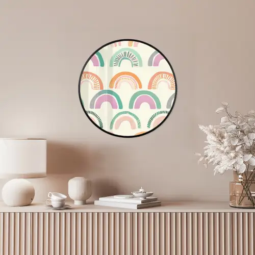 Regenboog - Pastel - Patroon Fotolijst rond zonder passe partout klein -sfeer3