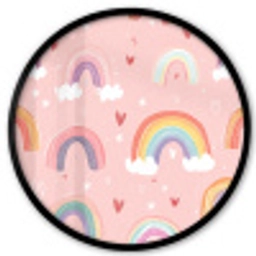 Regenboog - Patroon - Pastel - Handgetekend Fotolijst rond zonder passe partout klein -3d