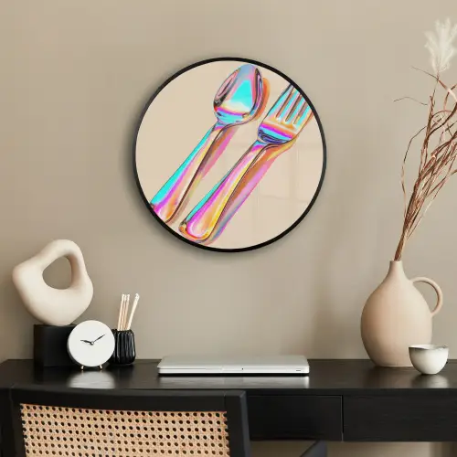 Regenboog - Lepel - Vork Fotolijst rond zonder passe partout klein -sfeer1