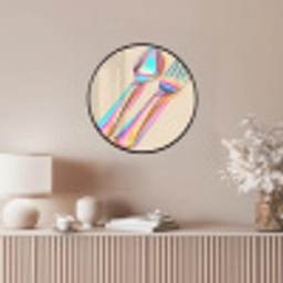 Regenboog - Lepel - Vork Fotolijst rond zonder passe partout klein -sfeer3