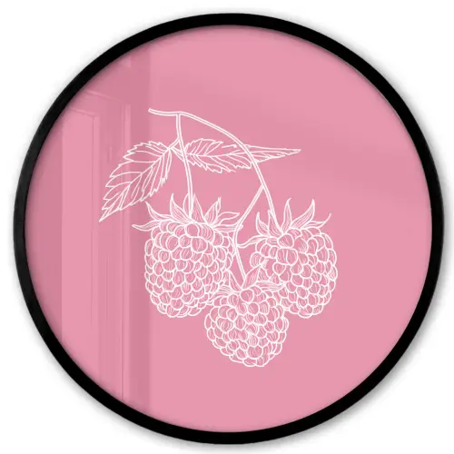 Frambozen - Steel - Getekend - Roze Fotolijst rond zonder passe partout klein -3d