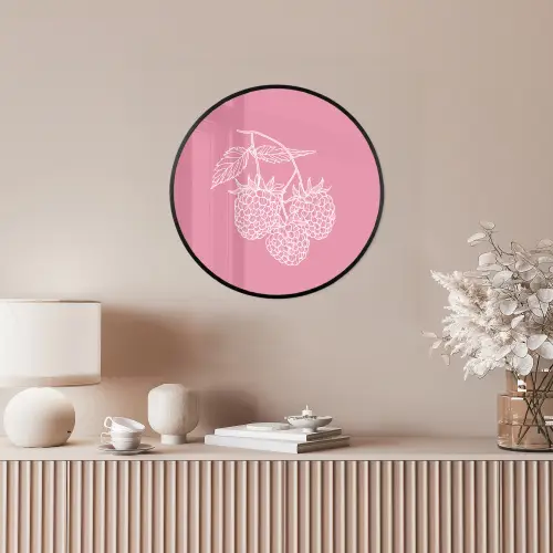 Frambozen - Steel - Getekend - Roze Fotolijst rond zonder passe partout klein -sfeer3