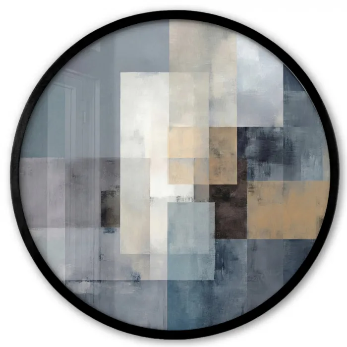 Rechthoeken - Abstract - Blauw Fotolijst rond zonder passe partout klein -3d