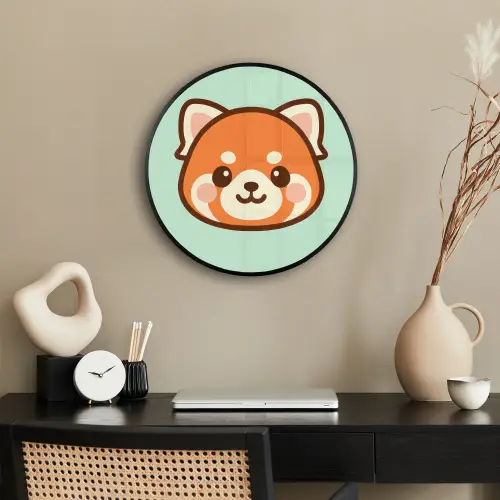 Rode panda - Groen - Cartoon Fotolijst rond zonder passe partout klein -sfeer1