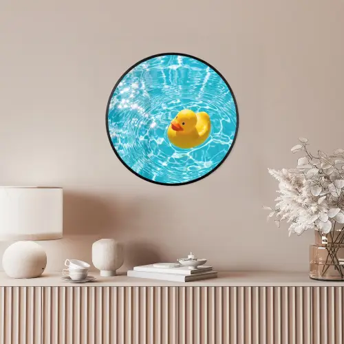 Badeend - Dobberen - Blauw Fotolijst rond zonder passe partout klein -sfeer3