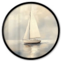 Zeilschip - Zee - Bewolkt Fotolijst rond zonder passe partout klein -3d