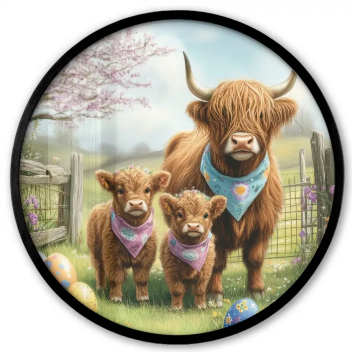 Schotsehooglanders - Paaseieren - Lente Fotolijst rond zonder passe partout klein -3d