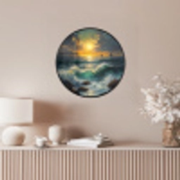 Zee - Zon - Golven - Rotsen Fotolijst rond zonder passe partout klein -sfeer3