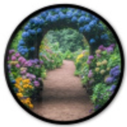 Doorkijk - Bloemen - Hortensia - Pad Fotolijst rond zonder passe partout klein -3d