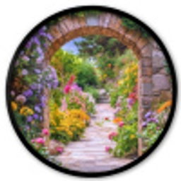 Doorkijk - Bloemen - Pad - Natuur Fotolijst rond zonder passe partout klein -3d