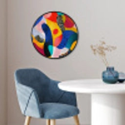 Vormen - Abstract - Stippels - Blauw Fotolijst rond zonder passe partout klein -sfeer2